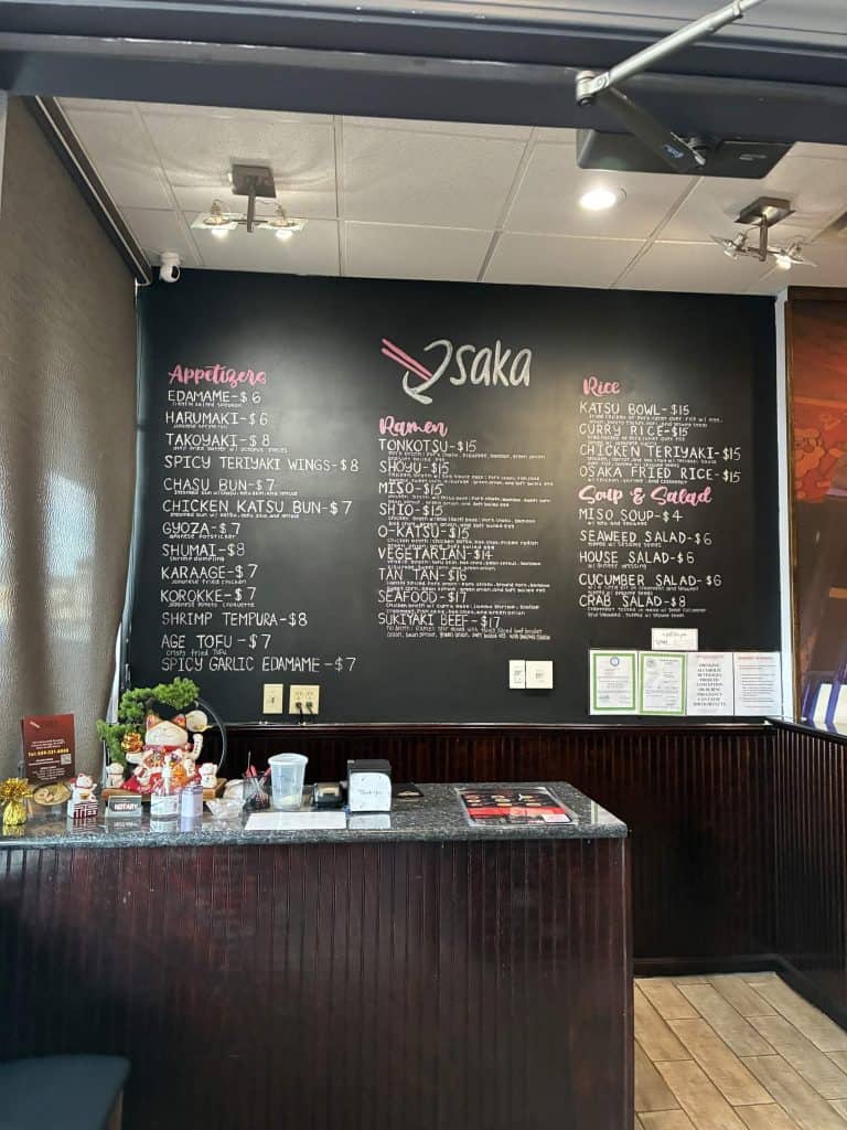 Osaka Ramen House Chalkboard Menu