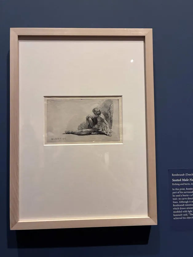 Rembrandt etching in the Taft Museum called Seated Male Nude