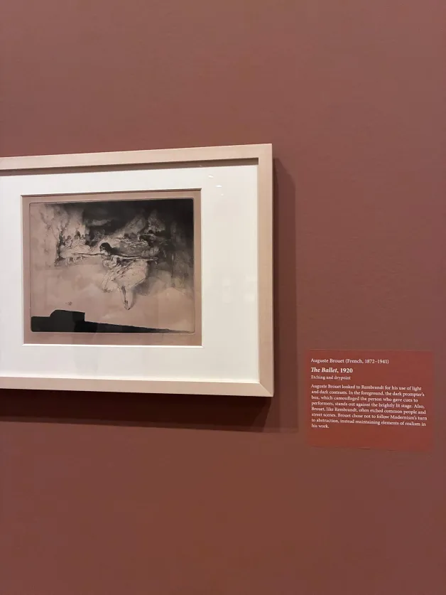 One of the etchings that were inspired by the techniques used by Rembrandt, this one is called The Ballet and it was created by Auguste Brouet