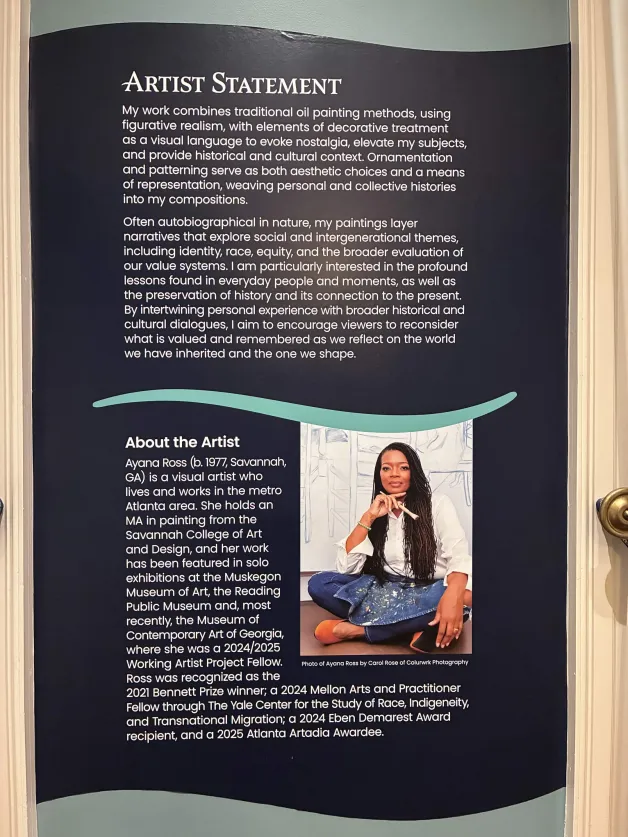 Image showing information Ayana Ross and her art.